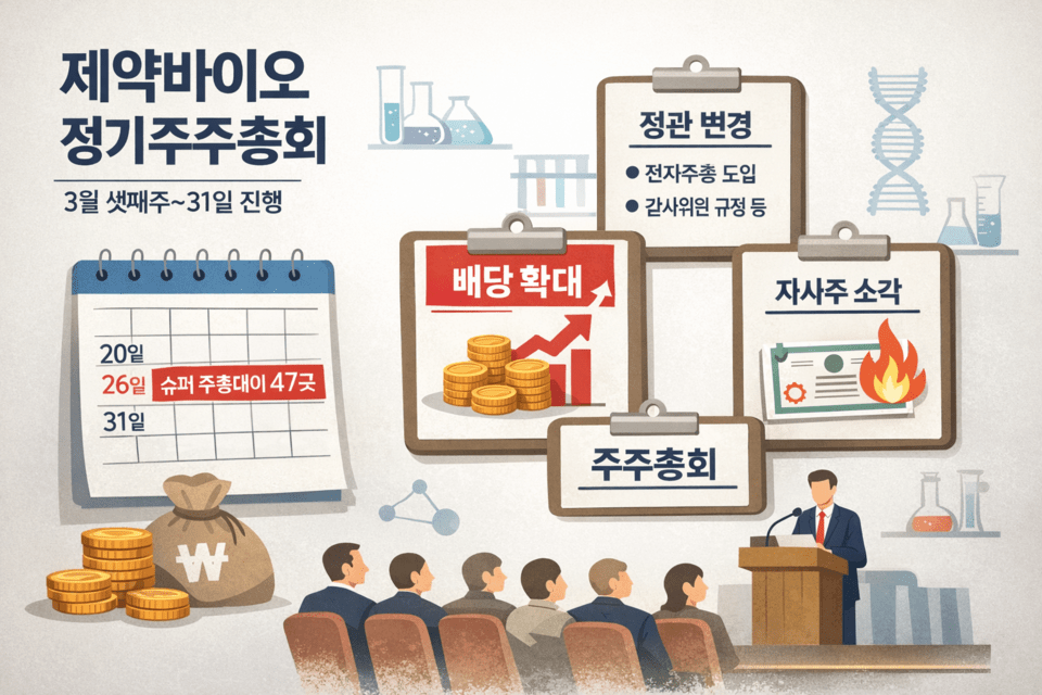 제약바이오 '슈퍼 주총데이' 26일, 녹십자·대웅·종근당 등 48곳 몰려 - 뉴스 썸네일 이미지